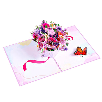 Wonder Paper Art - Flower Basket  Pop Up Greeting Card