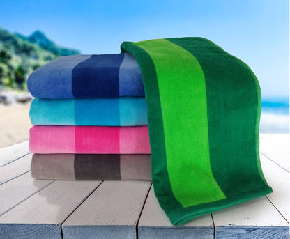 Towels Outlet - MAYA ISLAND Beach Towel, Pool Towels, Two Tone Stripe Cabana: Lime Green