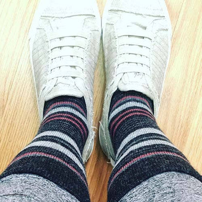 Alpaca Socks - Stripe - Mauve: Medium
