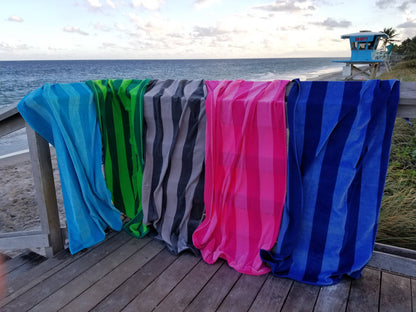 Towels Outlet - MAYA ISLAND Beach Towel, Pool Towels, Two Tone Stripe Cabana: Lime Green