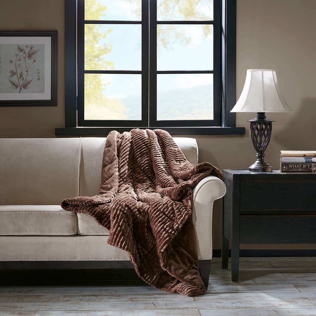 Corduroy Plush 60x70" Winter Throw Blanket 4 Colors: Ivory