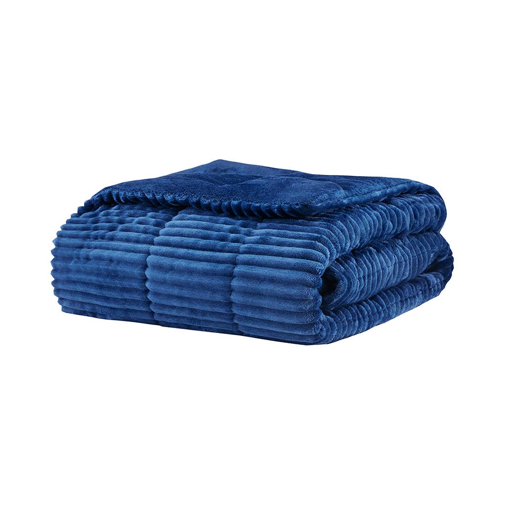 Corduroy Plush 60x70" Winter Throw Blanket 4 Colors: Navy Blue
