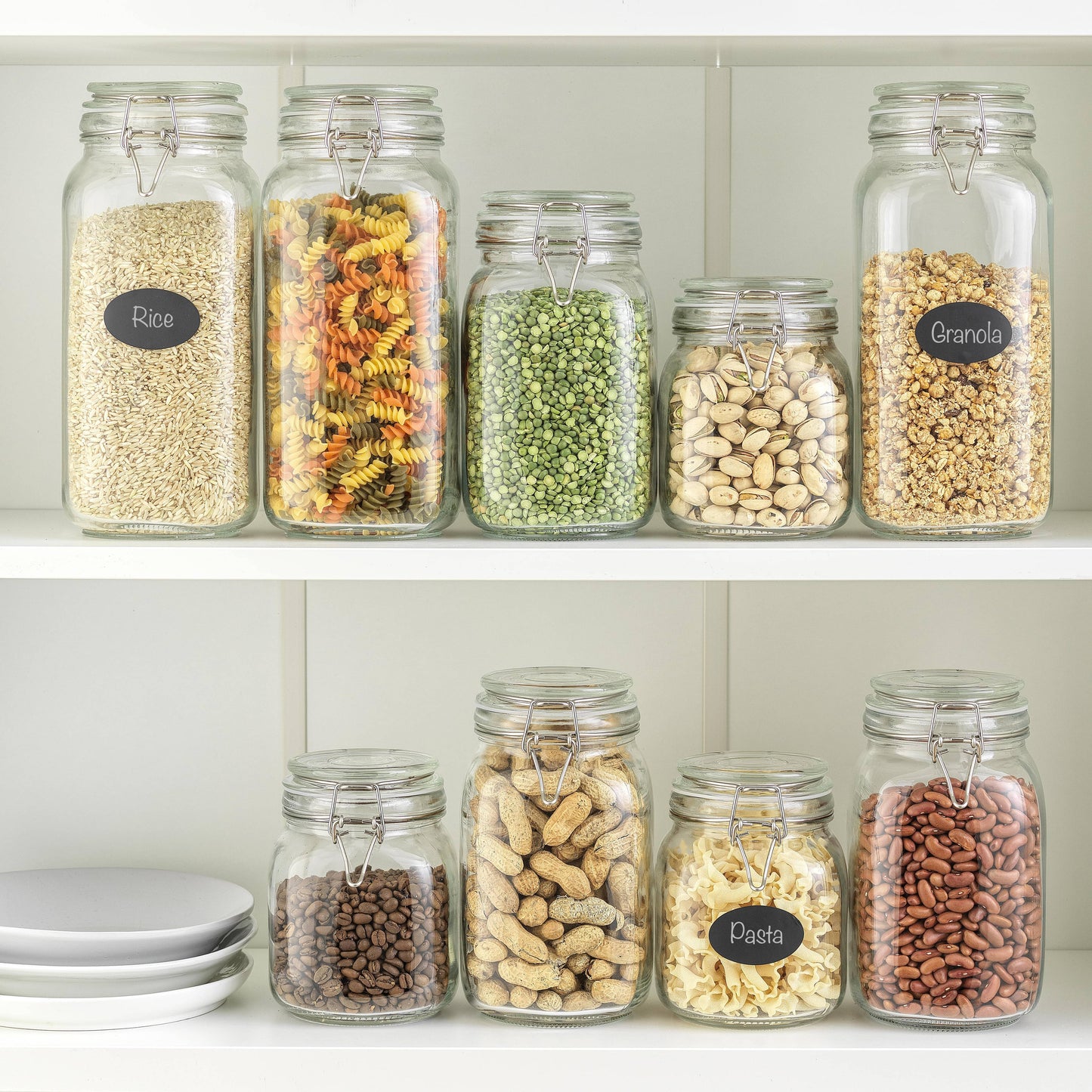 JoyJolt - Glass Food Storage Jar with Airtight Clamp Lids - Set of 3: 78 oz