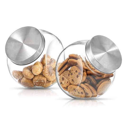 JoyJolt - All-Sides Cookie Jar With Airtight Metal Lid, Set of 2