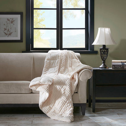 Corduroy Plush 60x70" Winter Throw Blanket 4 Colors: Ivory