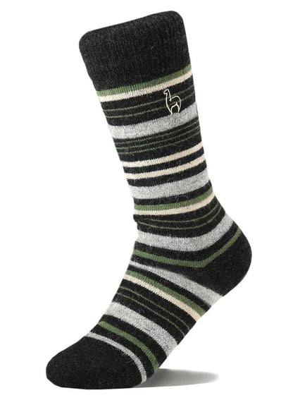 Alpaca Socks - Stripe - Moss: Large
