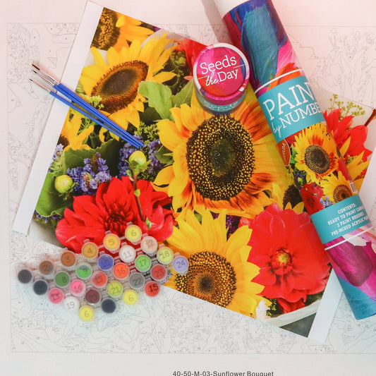 Seriously Shea - MEDIUM Sunflower Adult DIY Paint-By-Number Craft Kits Gifts