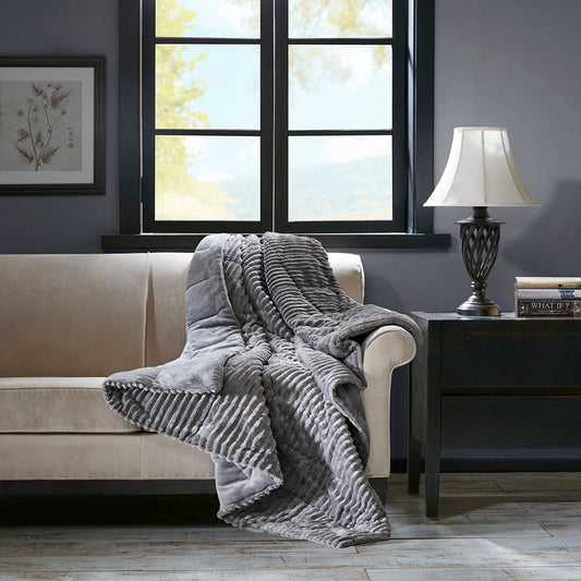 Corduroy Plush 60x70" Winter Throw Blanket 4 Colors: Grey