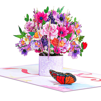 Wonder Paper Art - Flower Basket  Pop Up Greeting Card